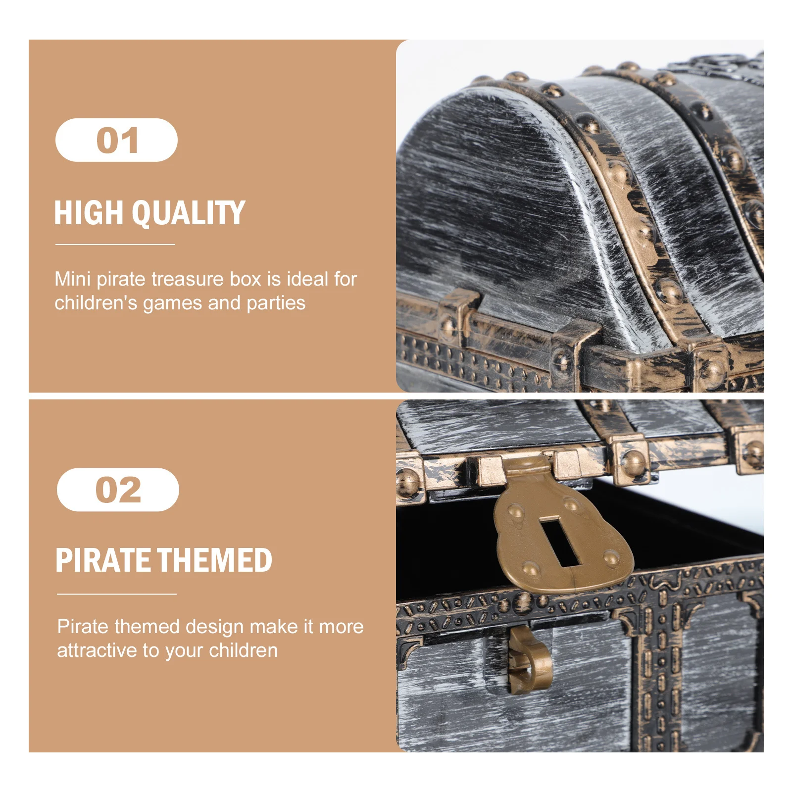 

Treasure Box Plastic Pirate Storage Container For Kids Jewelry Candy Halloween Game Prop Mini Keepsake Box Retro Storage Case