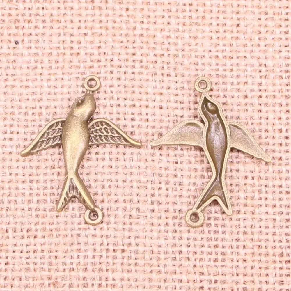 62pcs Jewelry Charms swallow bird connecotr 37x29mm Antique Bronze Plated Pendants Making DIY Handmade Tibetan Bronze Jewelry