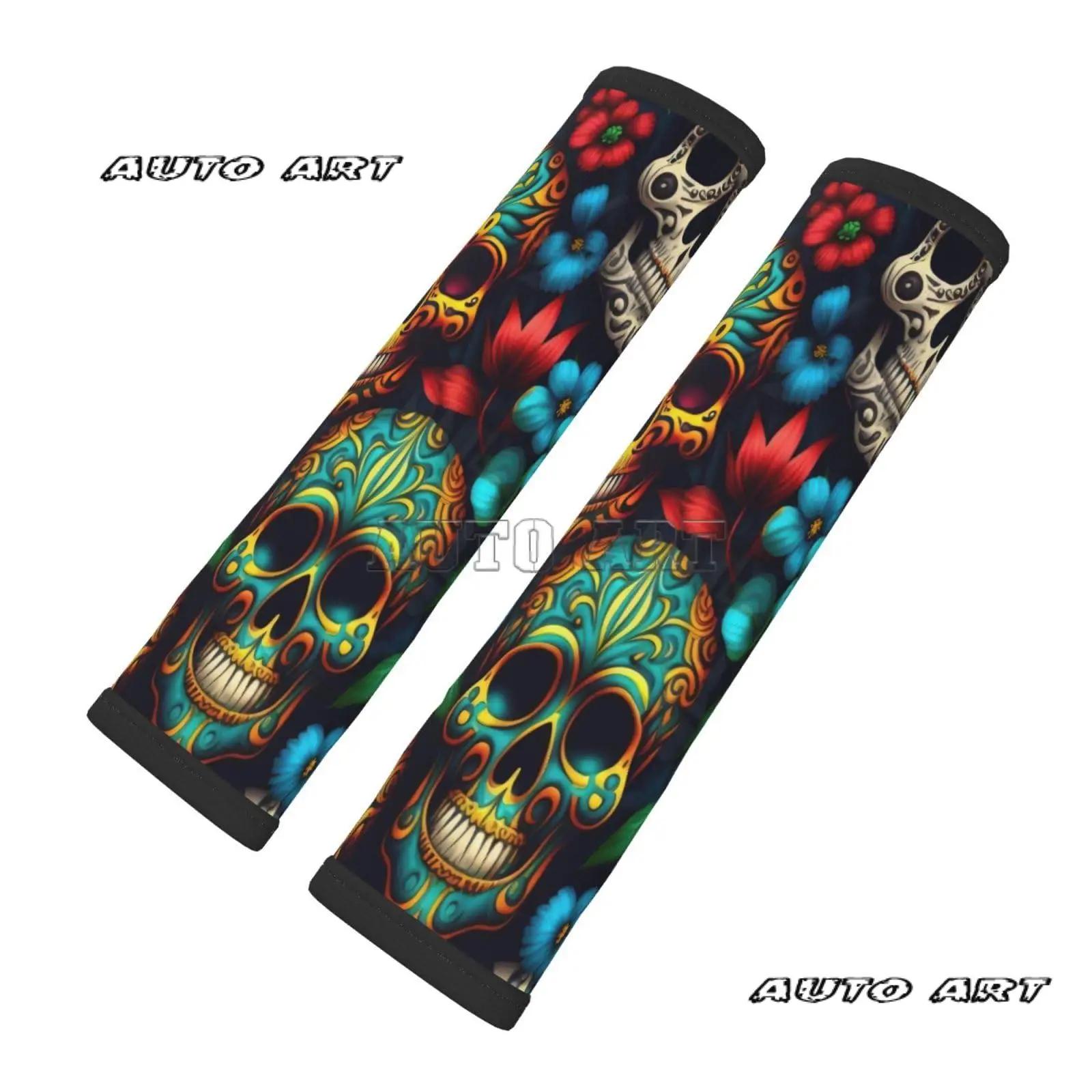 Sugars Skulls 2 PCS Car Seat Belt Pad Cover for Adults Suitable for Car Seat Belt Backpack Shoulder Bag