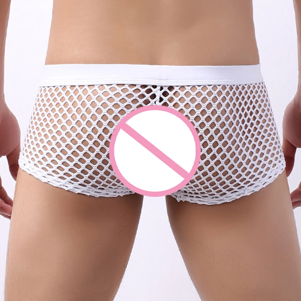 Men's Sexy Underwear Pouch Breathable Underpants Mesh Jockstrap Briefs Hot Underwear Fishnet Boxers Briefs - Image 5