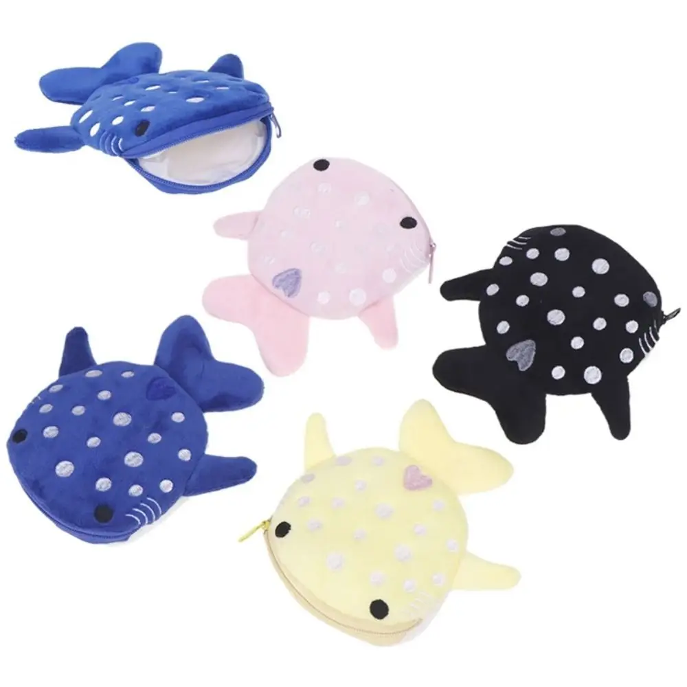 Cartone animato squalo balena squalo portamonete animale cerniera squalo peluche portafoglio moda portatile peluche portamonete auricolare regalo di compleanno