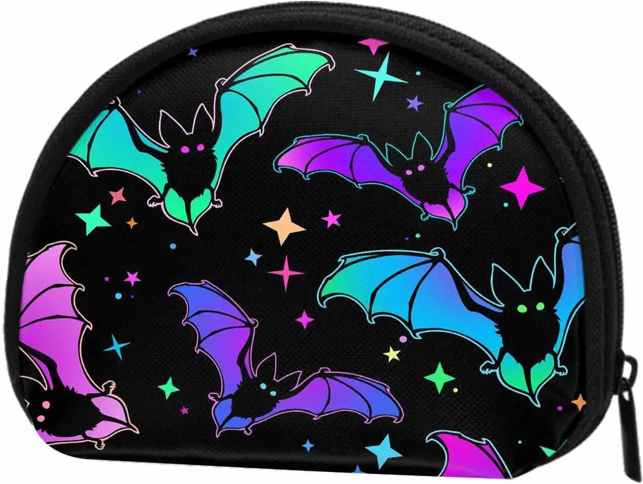 

Small Coin Purse Colorful Bats Purple Pink Green Bat Halloween Mini Wallet Coin Pouch Change Purse For Women Men Girls