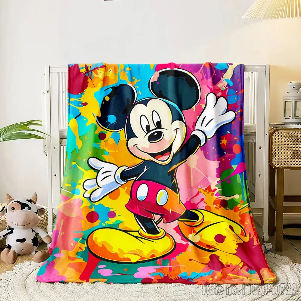   Mickey Mouse Minnie 3D พิมพ์เด็กน่ารักผ้าห่มโยนสําหรับเตียงโซฟาตกแต่งขนแกะ Nap ผ้าห่มเด็กผู้หญิงเด็กของขวัญ