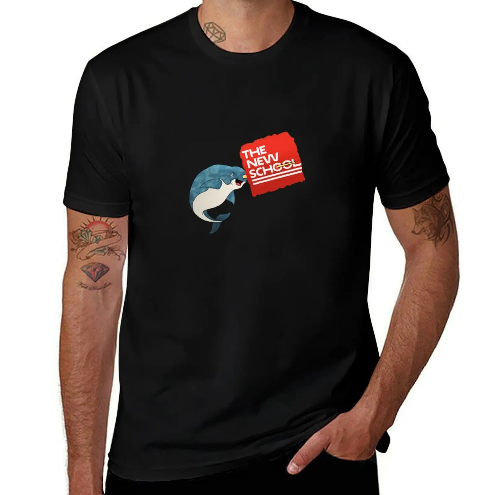 

THE NEW SCHOOL- Narwhal Logo T-Shirt valentines boutique clothes croswit shirt man vintage mens graphic t-shirts