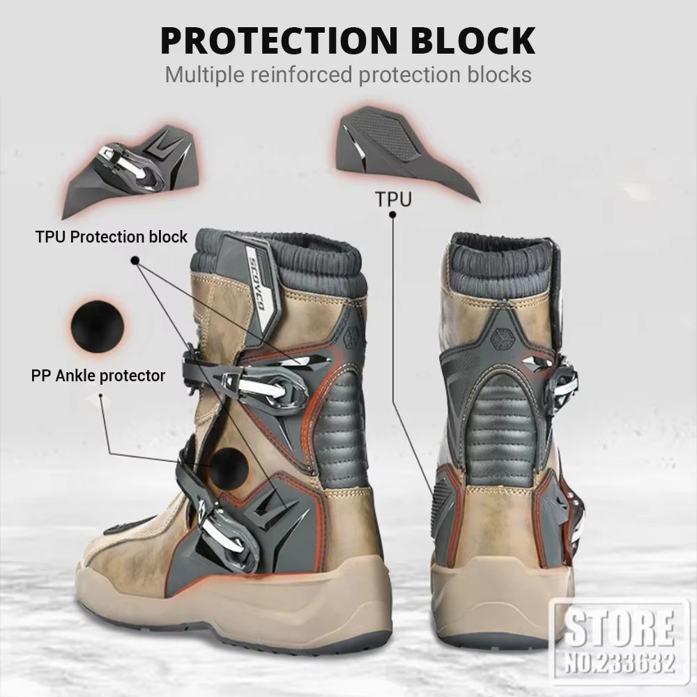 Waterproof Motorbike Boots Anti-slip Motorcycle Boots Wear-resistant Biker Protection Equipment Anti-fall Motocross Boot