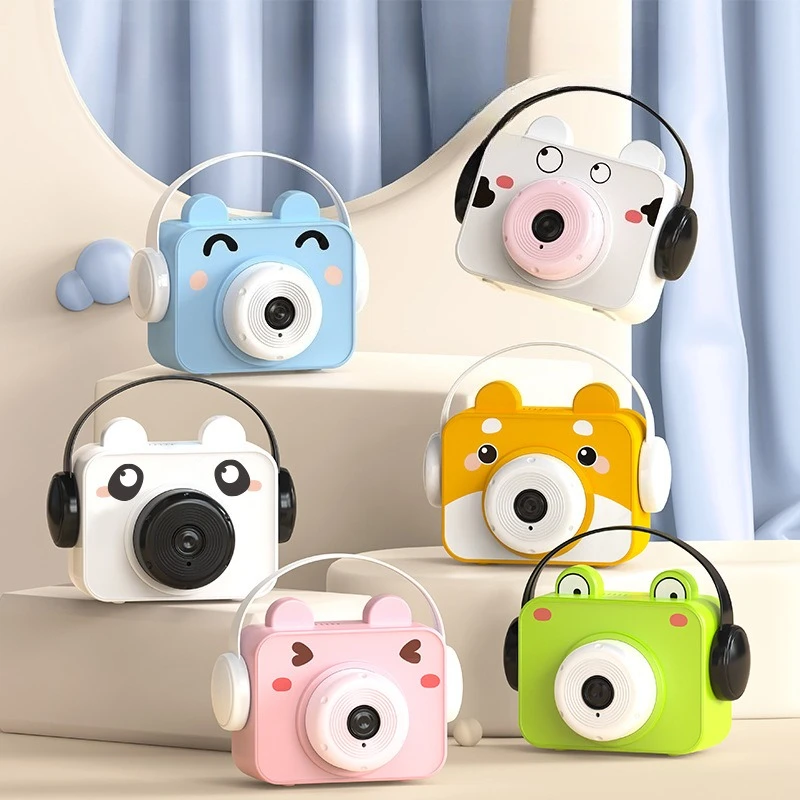 Kawaii Cartoon Animal Camera Bubble Machine with Electric Lighting and Music That Automatically Blows Bubbles Toys for Kids Gift