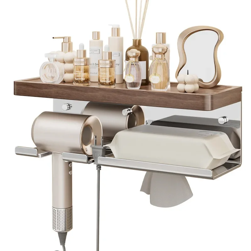 No punching, hair dryer bracket, bathroom toilet storage hanger.