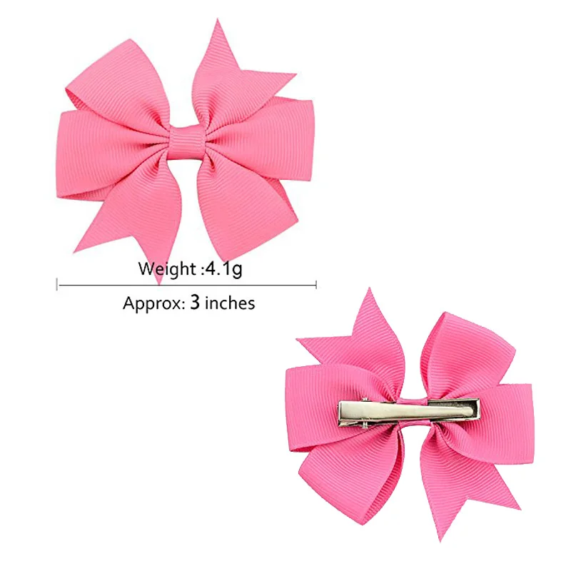 3\'\' Solid Ribbon Bowknot Hair Clips For Baby Girls Handmade Bows Hairpin Barrettes Alligator Clip Headwear Kids Hair Accessories