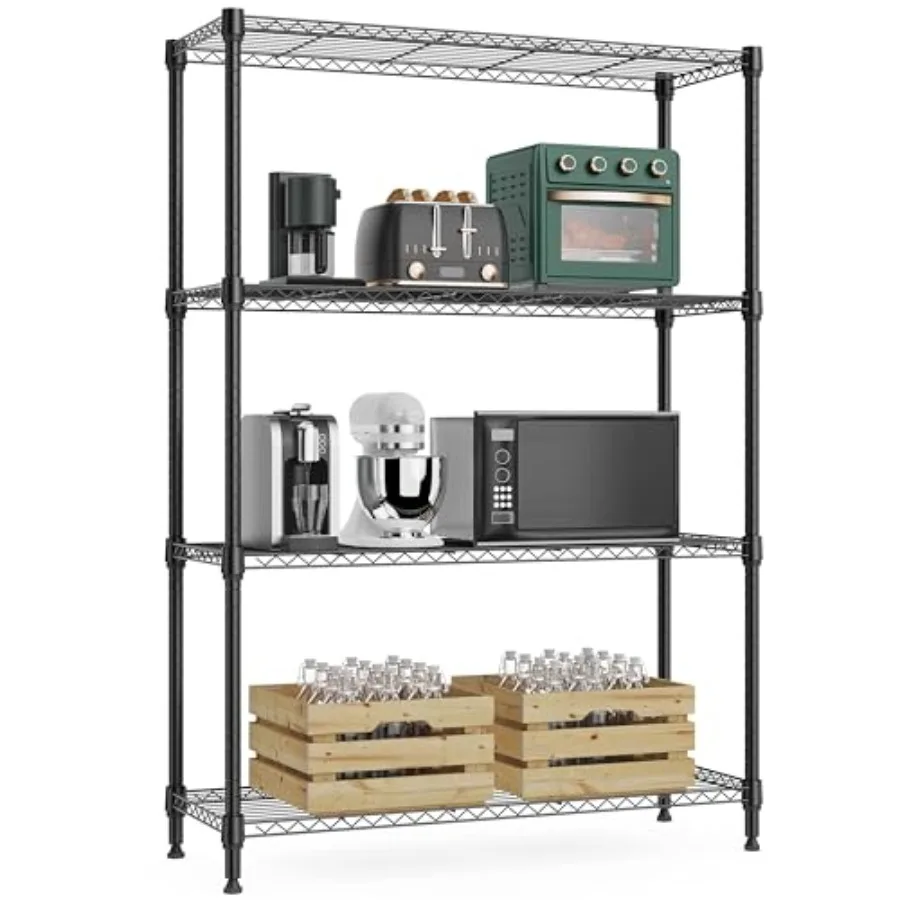 

1000 lbs 4Tier Shelf Metal Storage Shelves Wire Rack Closet Organizers with Wheel for Garage Kitchen Bathroom Laundry 13.7" D x