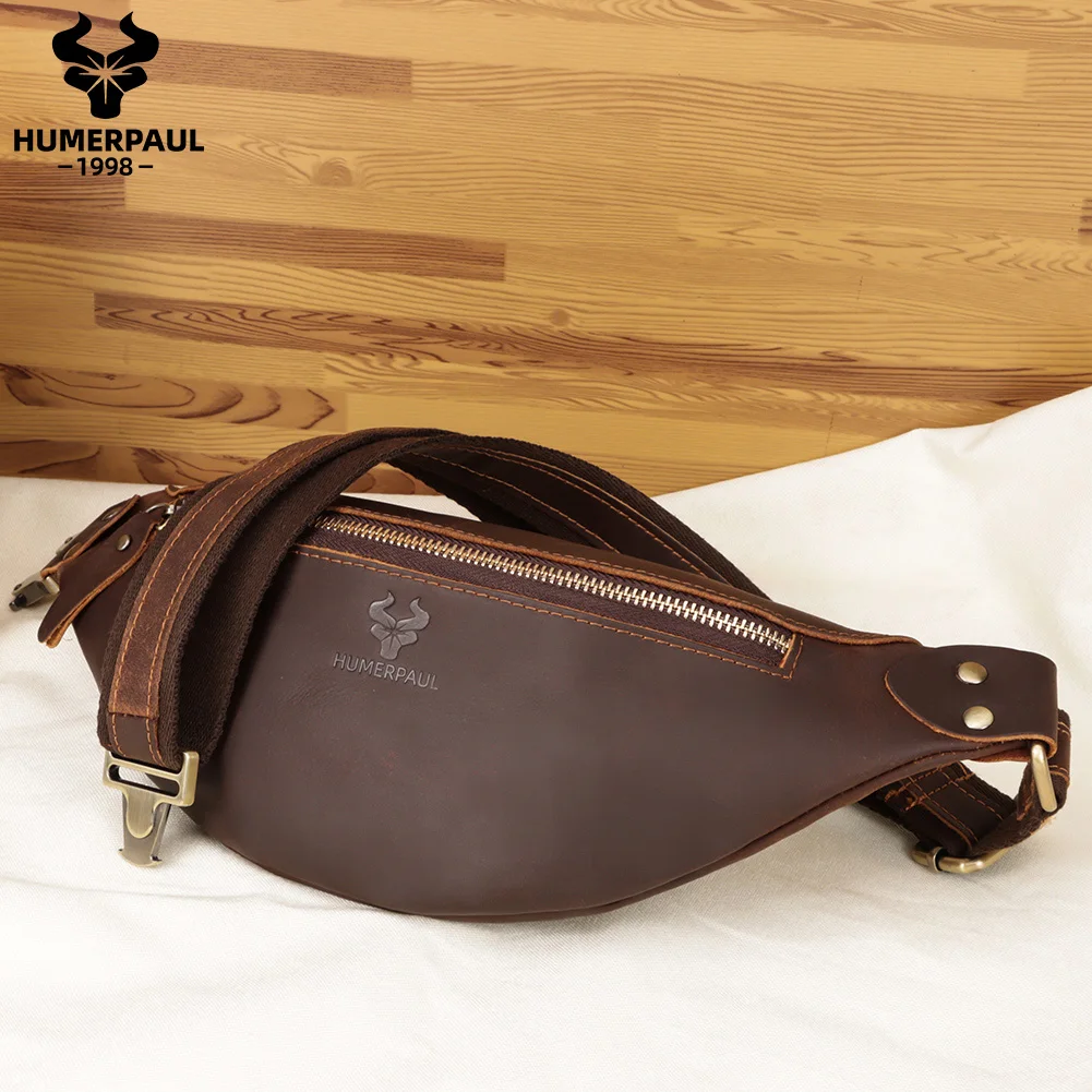 LAREET Fashion 100%Genuine Leather Men's Bag Fanny Waist Pack High Quality Male Phone Pocket Outdoor Sport Chest Bag