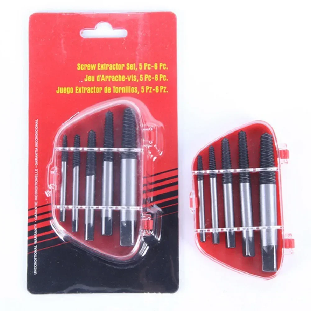 5*Screw Extractor Metal Drill Bit Set Damaged Screws Remover Extractor Woodworking Tools Broken Bolt Water Pipe Extractor