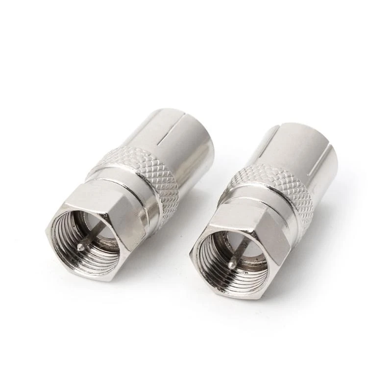 2Pcs F Type Male Plug Connector Socket to RF Coax Aerial Female RF Adapters