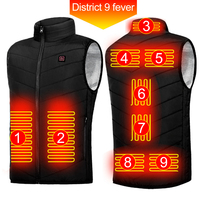 Intelligent Thermal Vest Zipper USB Electric Winter Heated Jacket 9 Areas Zone for Outdoor Hunting for Camping for Sports Hiking