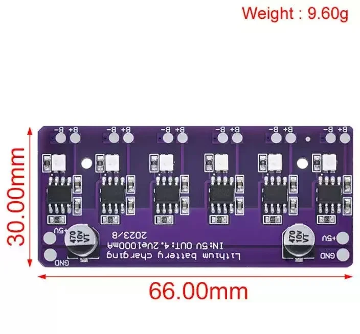 

1/5 шт. Модуль зарядки 6-в-1, плата PCB, зарядный массив, вход 5В для литиевых аккумуляторов 18650 4.2В, аксессуары