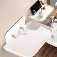 Folding Wall Mounted Shelf Saving Space Foldable Storage Rack Punch-Free Phone Holder Wifi Router Storage Tray BathroomOrganizer