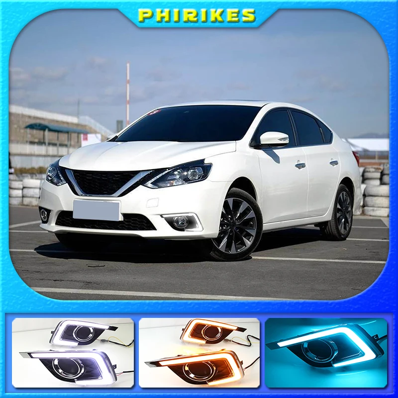 

2pcs For Nissan Sentra Sylphy 2016 2017 2018 headlight headlights LED Daytime Running Lights DRL fog lights