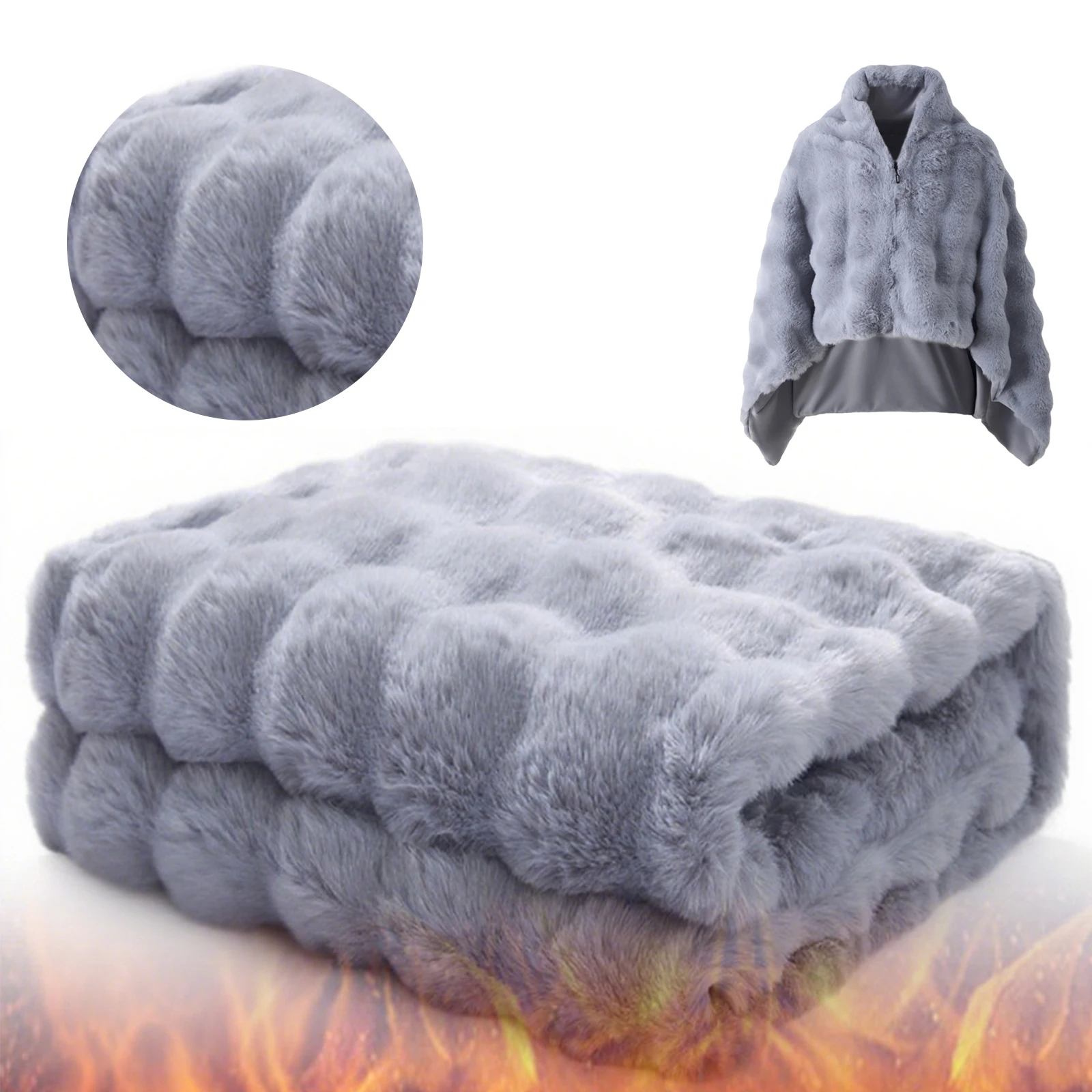 

Smart Heating Blanket USB Charging Soft Zipper Shawl Double-Sided Electric Thermal Blanket for Indoor Outdoor