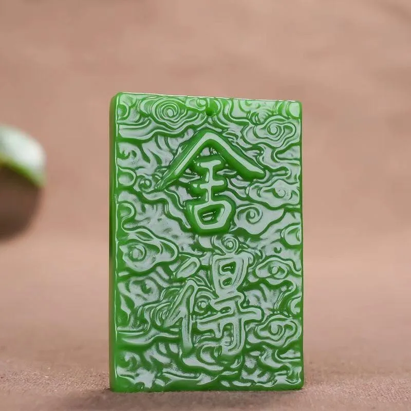 Lucky Pixiu Pendant Necklace Green Jade Style Wealth Fortune Amulet Fashion Jewelry Gift for Men Women enhances wealth energy