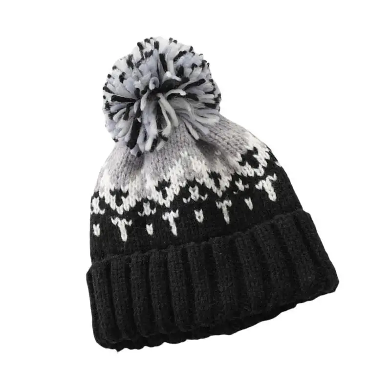 39bd Fashion Pompoms Strickblock Caps Winter warmer für Frauen täglich Kleidung