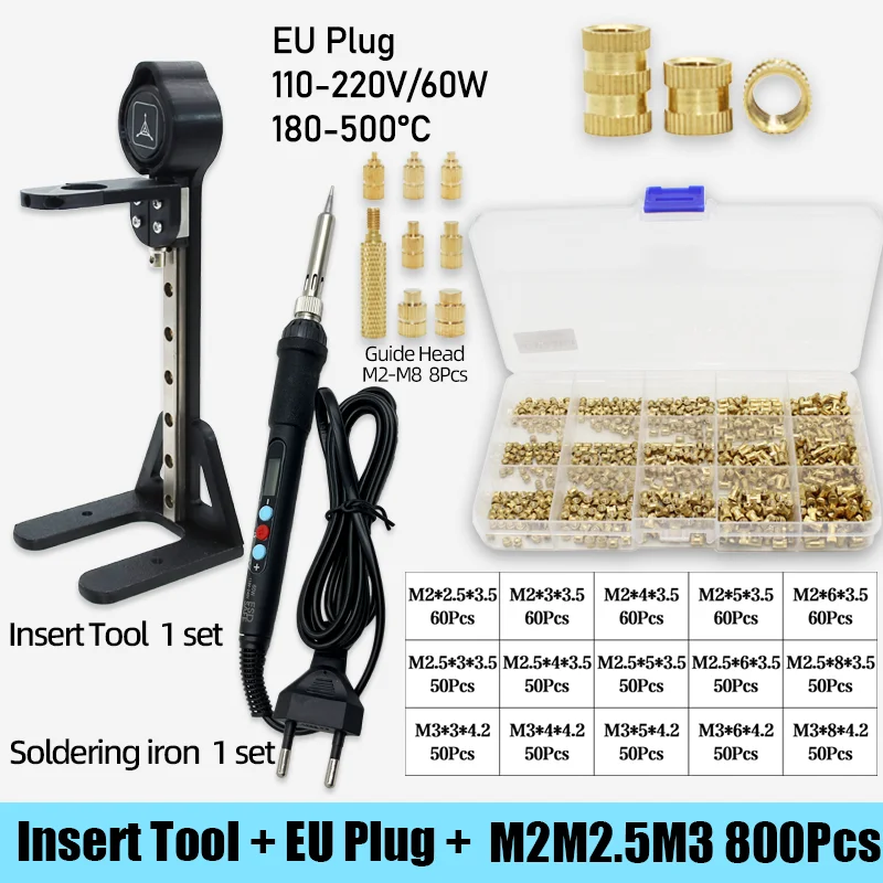 Stealth Kit Heat Set Insert Tool Soldeerbout Groef Embedded M2-M8 voor