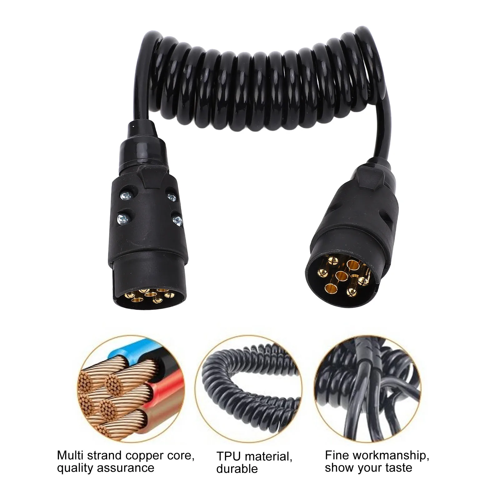 12V 24V Trailer Spring Wire 2M 7  Spring Towing Coiled Wire for Commercial Vehicles Campers Cars Boats Trailer Spring Wire