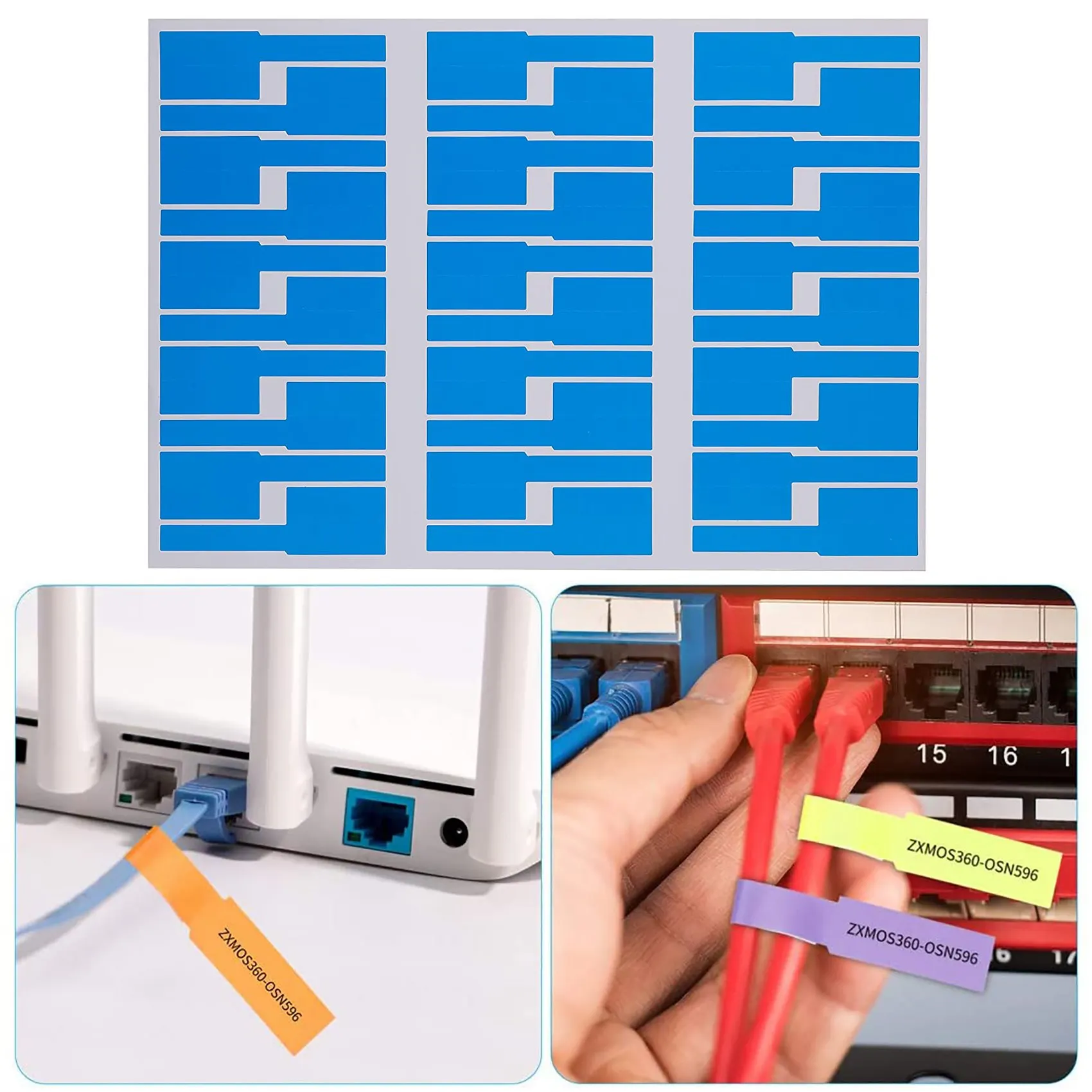 Exquisite-480Pcs Cable Labels Colorful Waterproof Cord Labels Stickers Tear Resistant Flexible Works Cord Identification Labels