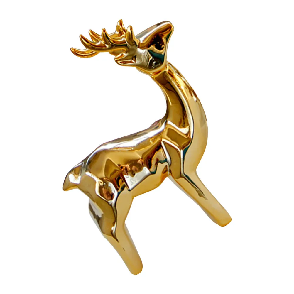 

Golden Deer Shaped Ceramic Ornament Elegant Desktop Entryway Decor Decoration Deer Shaped Decor Ceramic Adornment