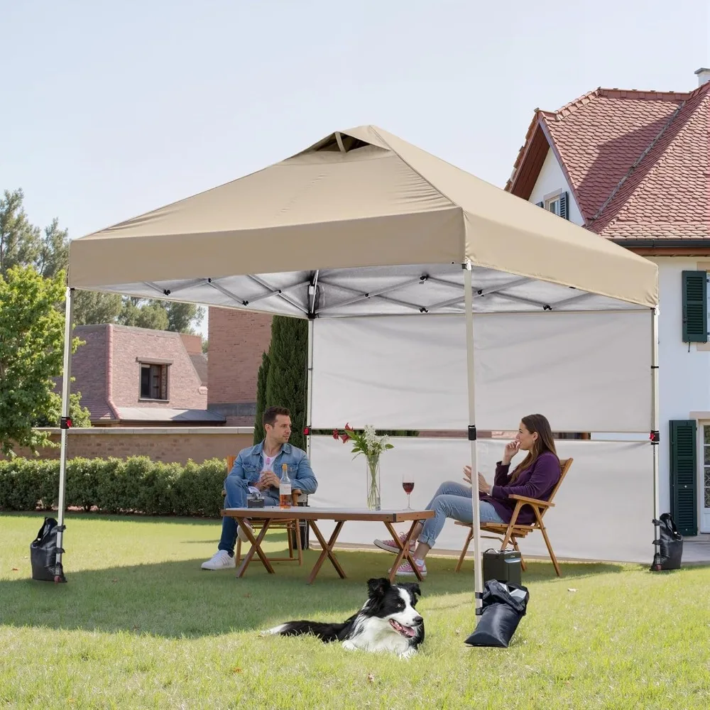

10x10 Pop up Canopy Tent Instant Canopy with 150D Silver Coated Fabric Including 2 Half Sidewalls, 4 Ropes, 8 Stakes