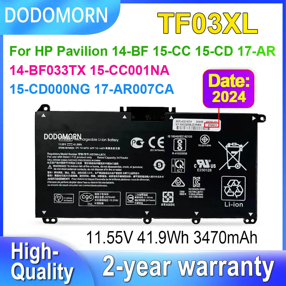 

DODOMORN TF03XL для HP Pavilion 14-BF 14-BF033TX 15-CC001NA 15-CD000NG 17-AR007CA Аккумулятор для ноутбука HSTNN-LB7X 11,55 В 41,9 Втч