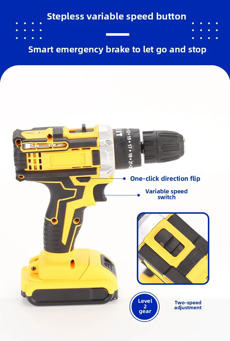 Household multi-function hand drill charging wireless pistol drill screwdriver portable impact drill
