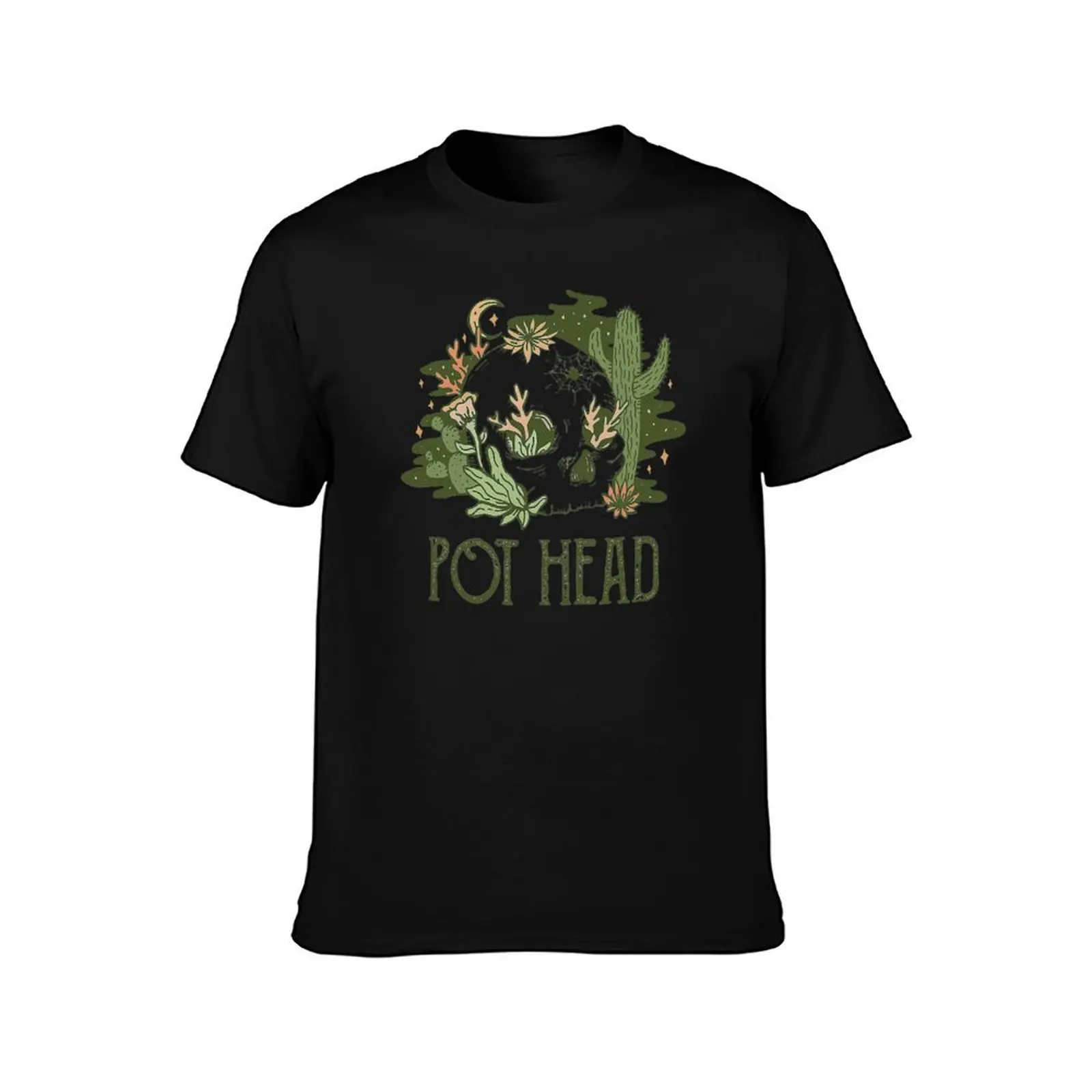 FUNNY SKULL POT HEAD T-Shirt Casual Work Wear T-Shirt