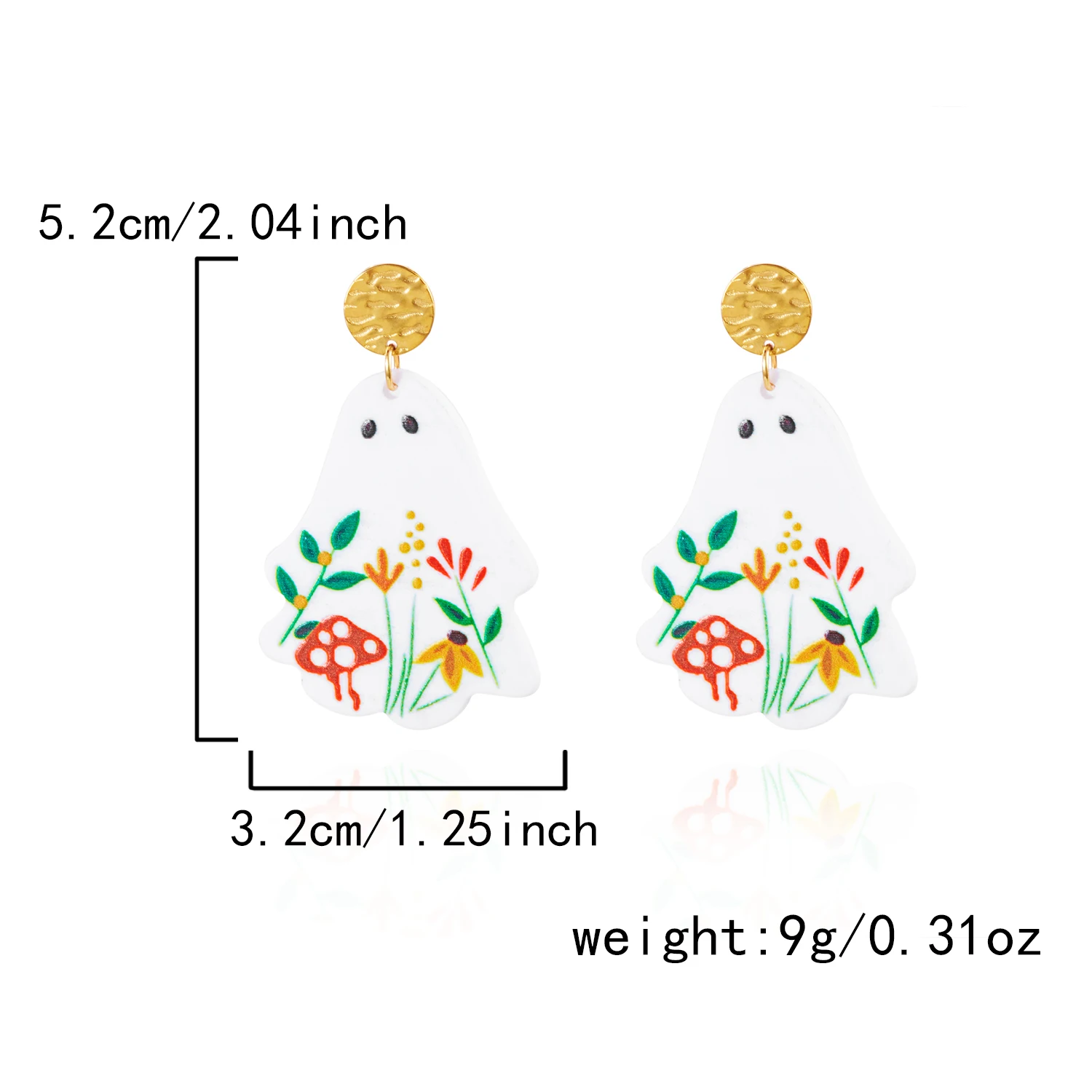 Punk Halloween Geist Ohrringe für Frauen Acryl Cartoon Blume Tropfen Baumeln Ohrring Nette Weiße Geist Urlaub Schmuck Geschenke – Detail 8