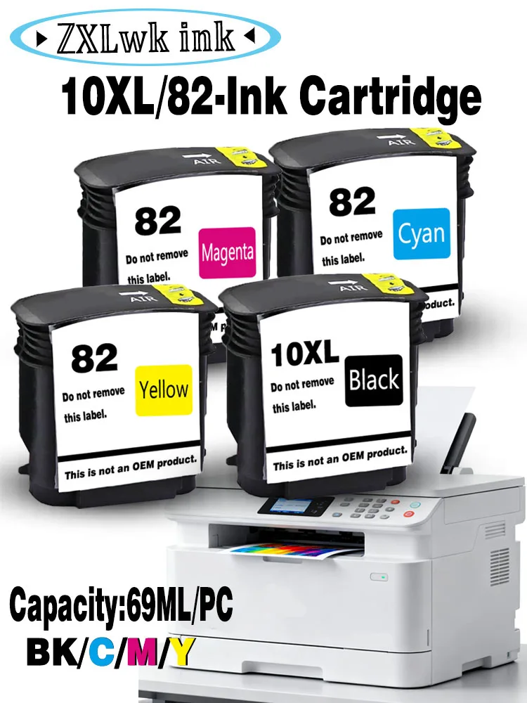 10XL 82 Ink Cartridge for HP 10 82 C4844A C4911A C4912A C4913A Designjet 500 500ps 500Plus 800 800ps 815 815mfp 820 820mfp