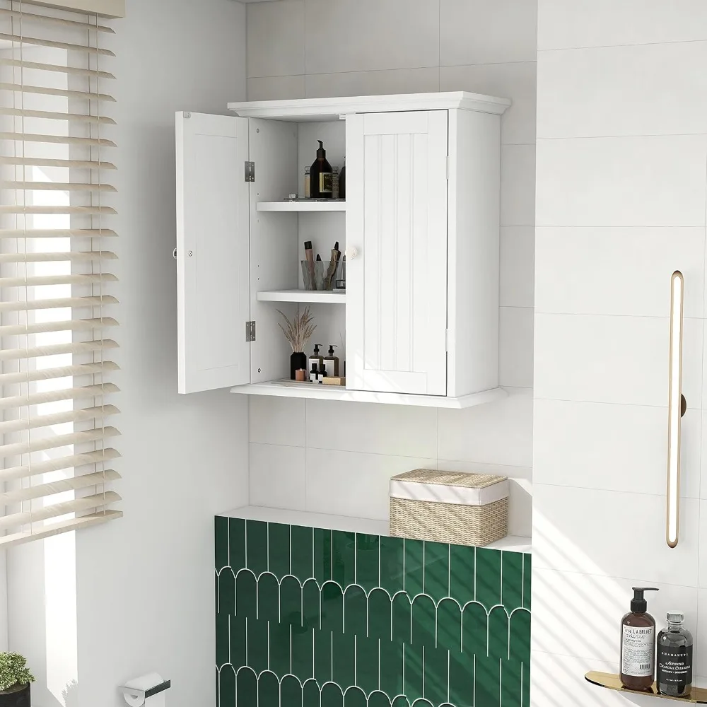 

Bathroom Wall Cabinet, Medicine Cabinet with 2 Door and Adjustable Shelves, Over The Toilet Space Saver Storage Cabinet