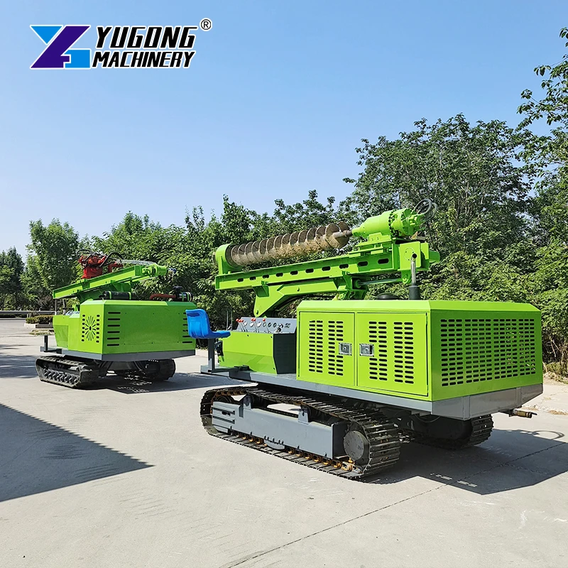 Diesel Solar Pile Driver Electric Motor Auger Drilling Rig For Photovoltaic Foundation Ground Screw Piling Support Machine