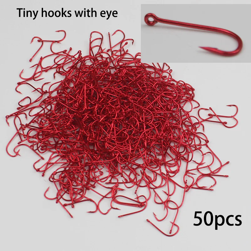 50PCS Fishing Hooks Small Hook Curcle Item Accessories 낚시 낚싯바늘 Red Cuff Eye for Tiny Fish крючки рыболовные рыболовный крючок