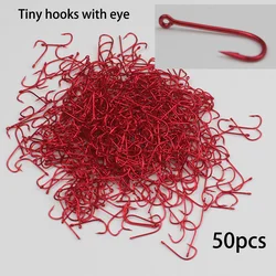 50PCS Fishing Hooks Small Hook Curcle Item Accessories 낚시 낚싯바늘 Red Cuff Eye for Tiny Fish крючки рыболовные рыболовный крючок