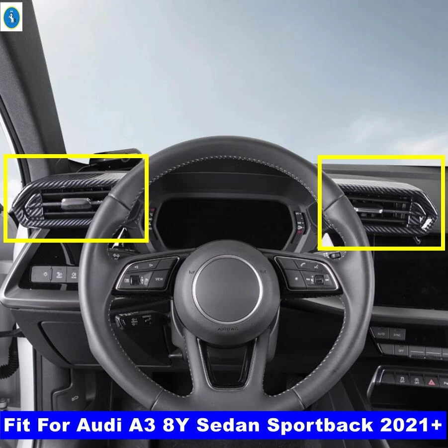 

LHD! Auto Carbon Fiber Look Dashboard Air Vent Outlet Cover Trim For Audi A3 8Y Sedan Sportback 2021 2022 Interior Accessories