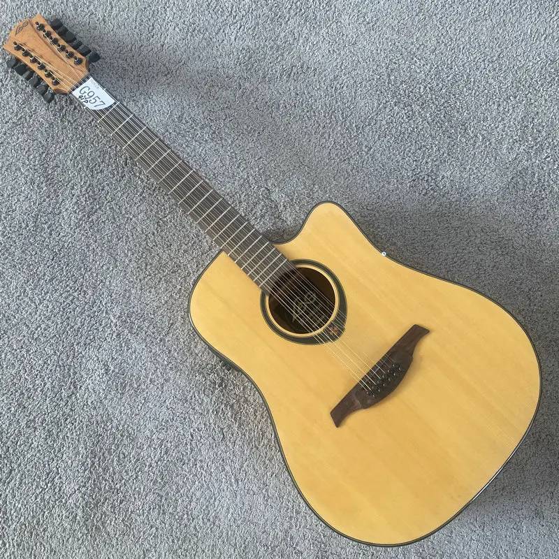 G957 Original LAG T66D12CE Electric&Acoustic Guitar String Version with Shadow Direct Active Pickups Stock Guitar