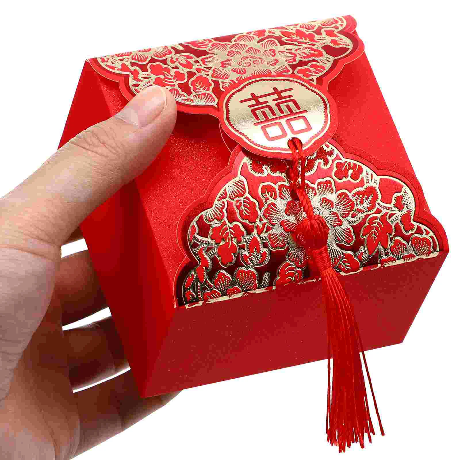 20 Pcs Gift Box Candy Storage Case Chinoiserie Decor Mini Red Paper Portable Holder Baby Wedding Decorations for Ceremony