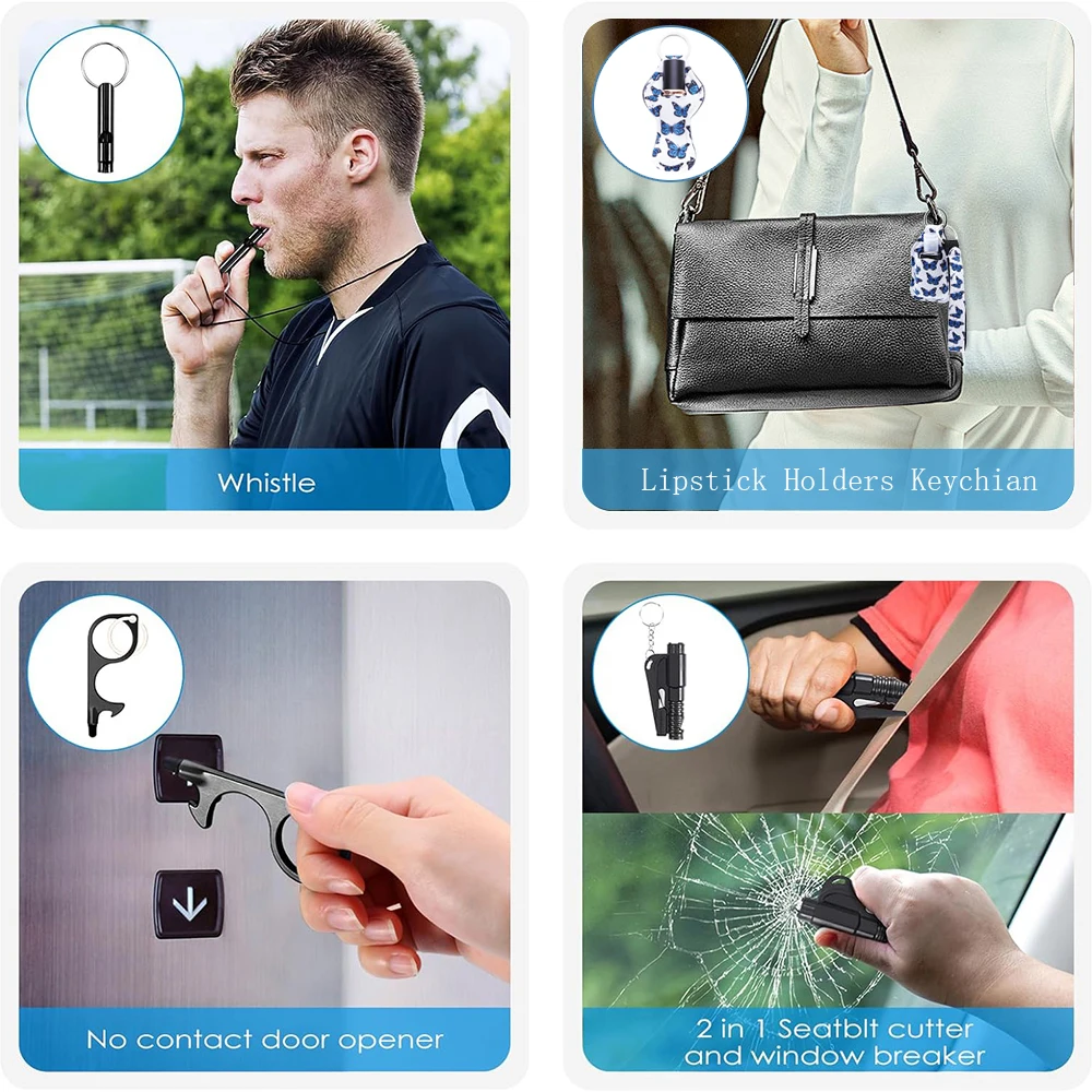 10 قطعة/المجموعة الدفاع عن النفس للنساء سلامة المفاتيح ، نافذة قواطع رذاذ زجاجة أحمر الشفاه حامل المفاتيح اكسسوارات للنساء #3