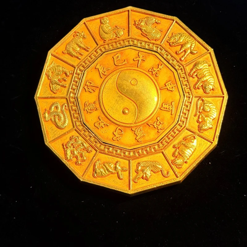 

Imitation copper Yin-Yang Five Elements necklace pendant, a personal amulet men and women, brass Tai Chi disc