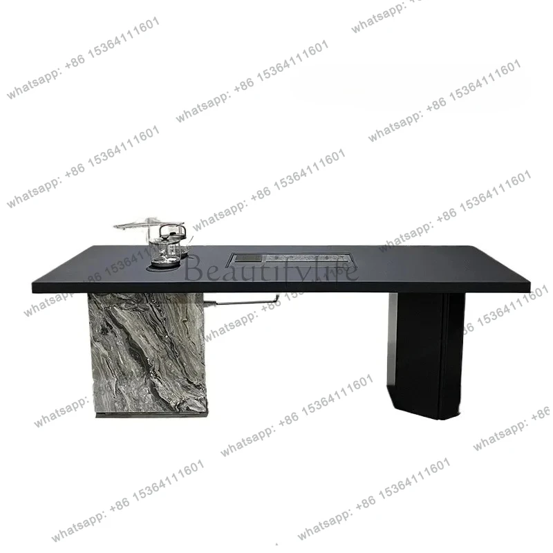 

Italian minimalist design solid wood tea table modern minimalist high-end marble tea table