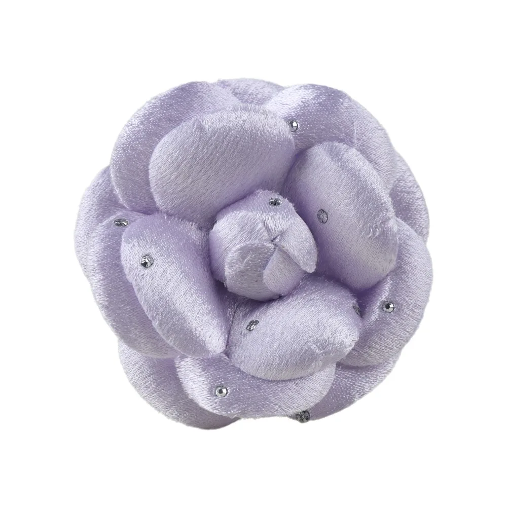 Satin Camellia Flower Embellishment Rhinestone Accents Handmade Rhinestone Flower Applique Soft Layered Petals Bag Embellishing