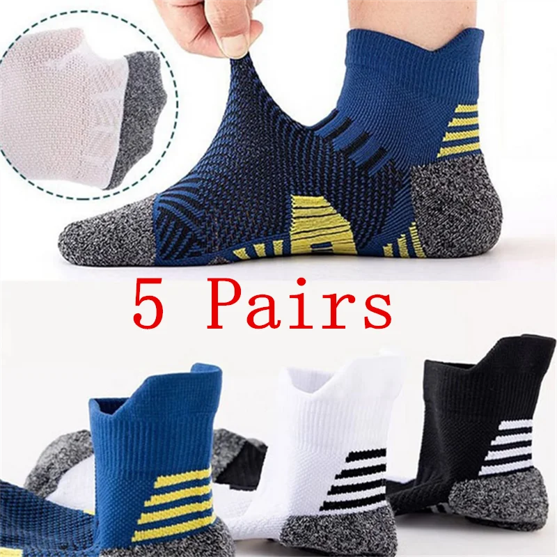 

1/2/3/5 пар профессиональных мужских спортивных носков для бега на открытом воздухе, фитнеса, скалолазания, толстые быстросохнущие полотенца, короткие носки для 39-45 ﻿