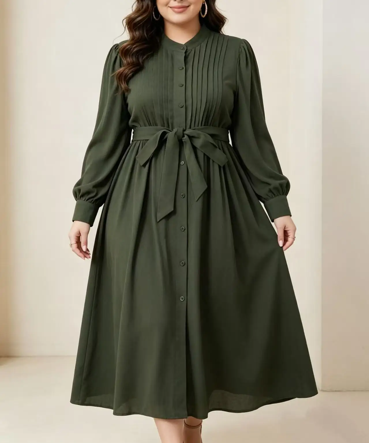 Plus-Size Damen-Maxikleid in A – Belted Shirt Dress Bewertung und Preis