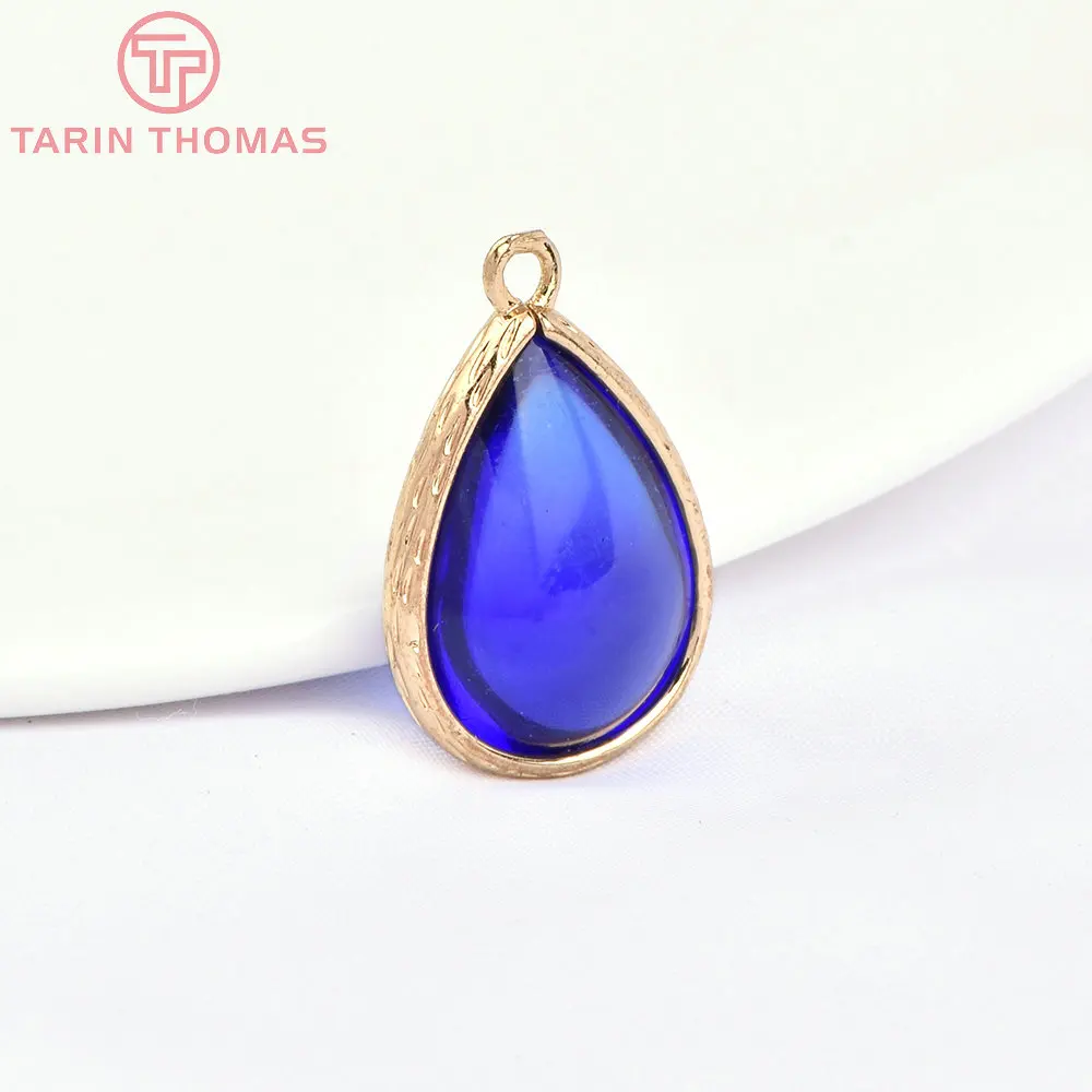 (4122)10PCS 22x14MM 24K Champagner Gold Farbe Messing und Glas Tear Drop Form Charms Anhänger Diy schmuck Erkenntnisse Zubehör – Detail 21
