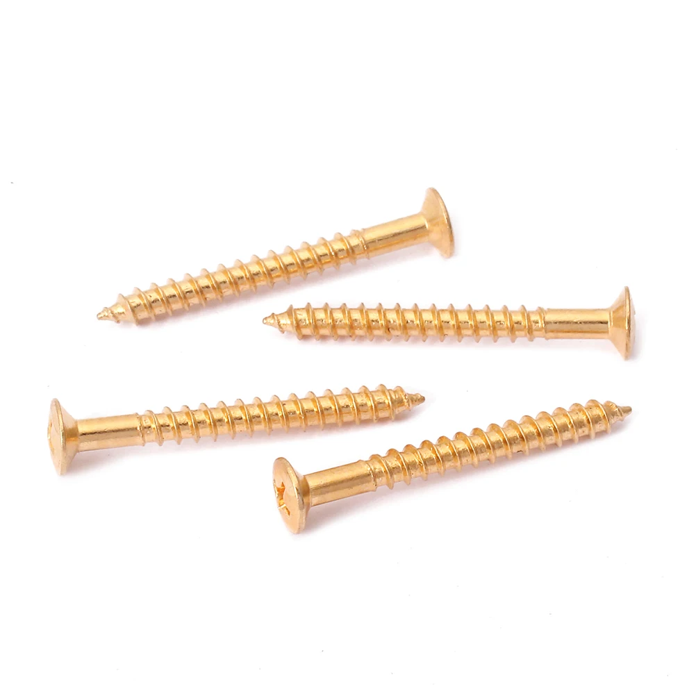 

4pcs Guitar Neck Plate Screws Gold Plated Durable Exquisite Finish For Guitar Repair Replacement Parts Accessory Tool Instrument