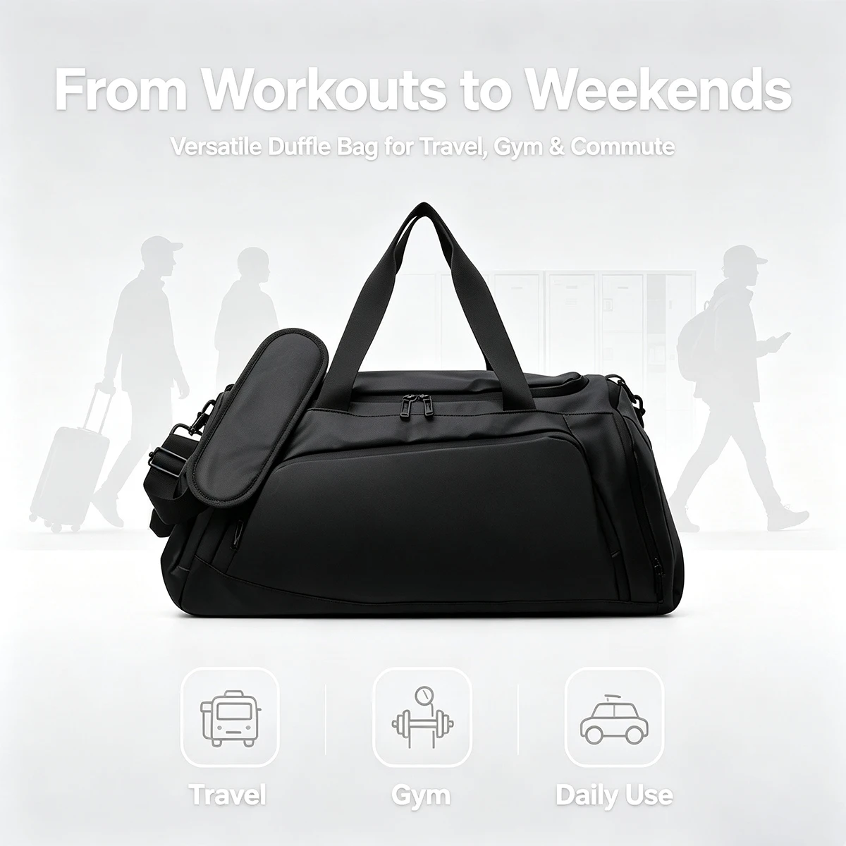 35L Water Resistant Backpack Duffel, Heavy Duty Duffle Bags | Inner Zipper Pockets; Suit for Travel Gym Camping Sports Weekend Getaways