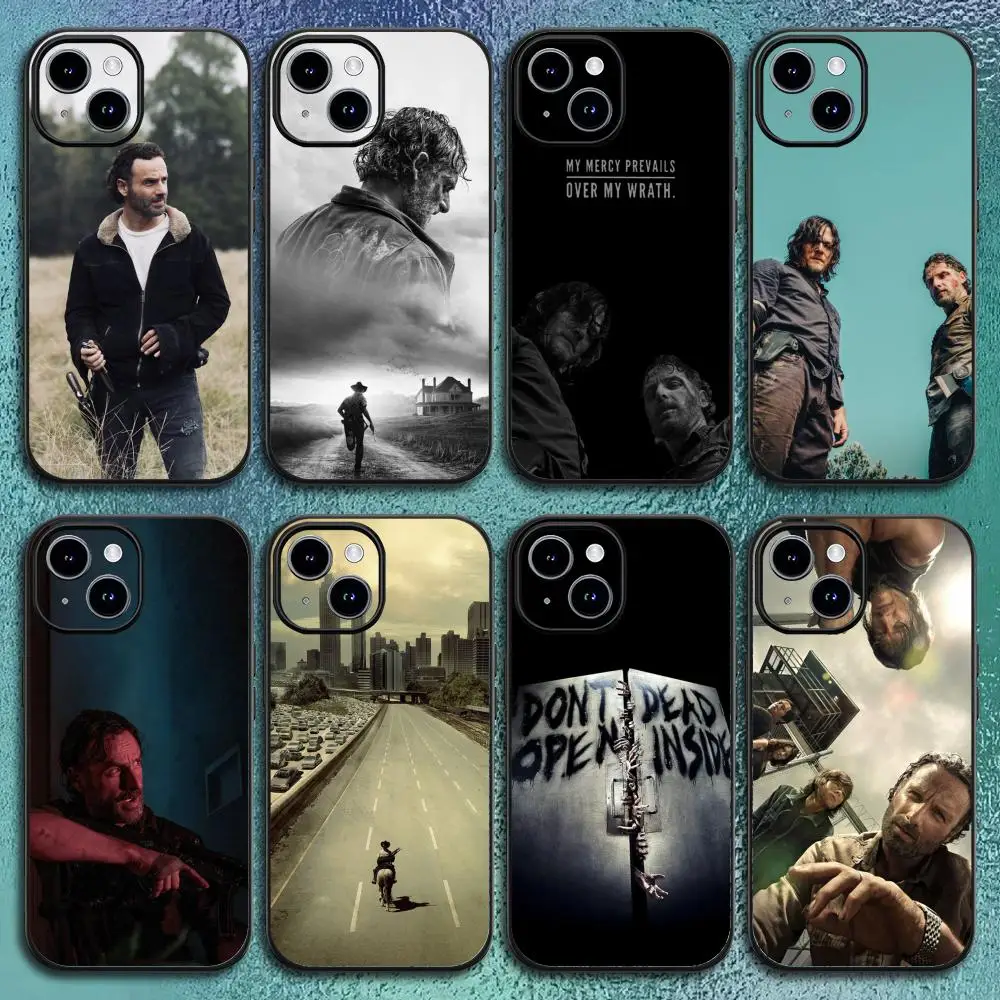 Funda para Teléfono TWD The Walking Dead para iPhone 17 16 15 14 13 12 11 Pro Max Plus Mini, Negra Esmerilada, Carcasa Suave